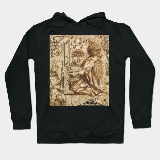 Design for Moxon's Tennyson - Saint Cecilia by Dante Gabriel Rossetti Hoodie by Classic Art Stall